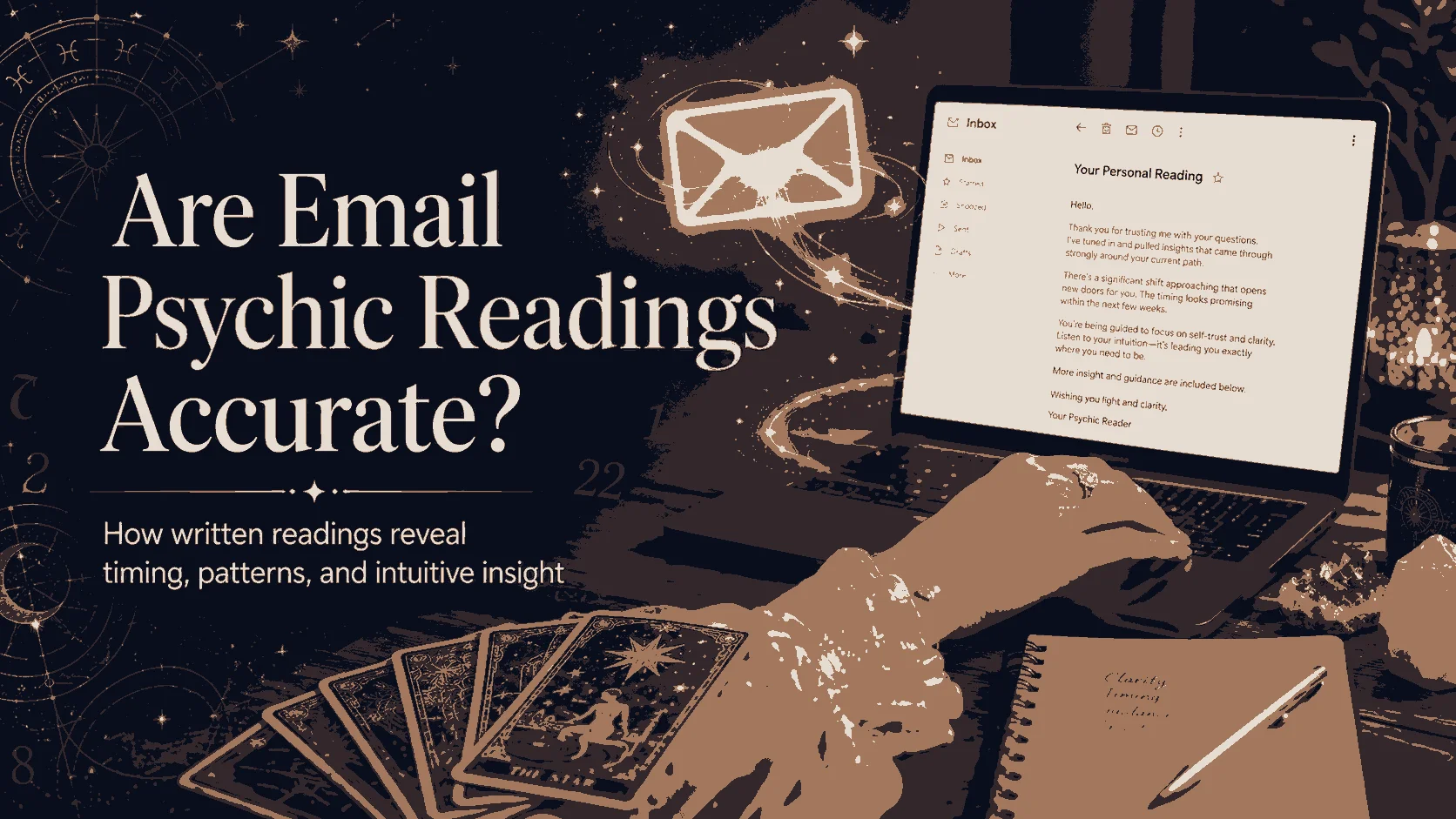 A handwritten letter and candle representing an email psychic reading