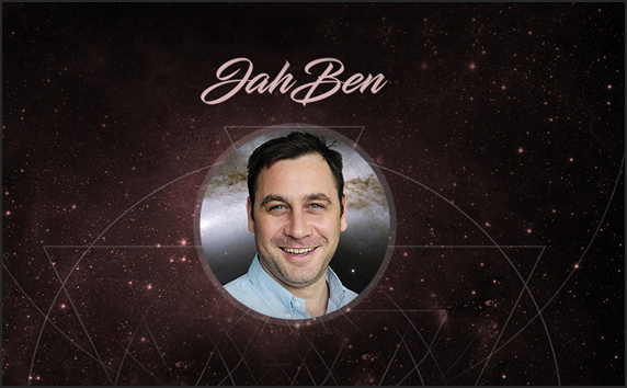 Jahben cosmic hero image with moonlit sky, ocean horizon, and meditative spiritual atmosphere