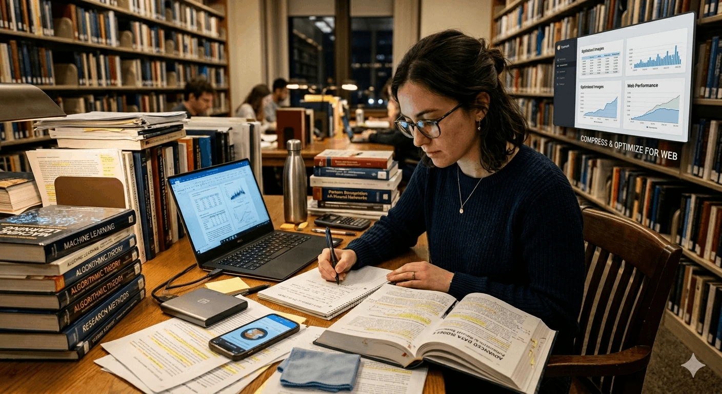 Person studying astrology and numerology notes by candlelight with mystical golden light