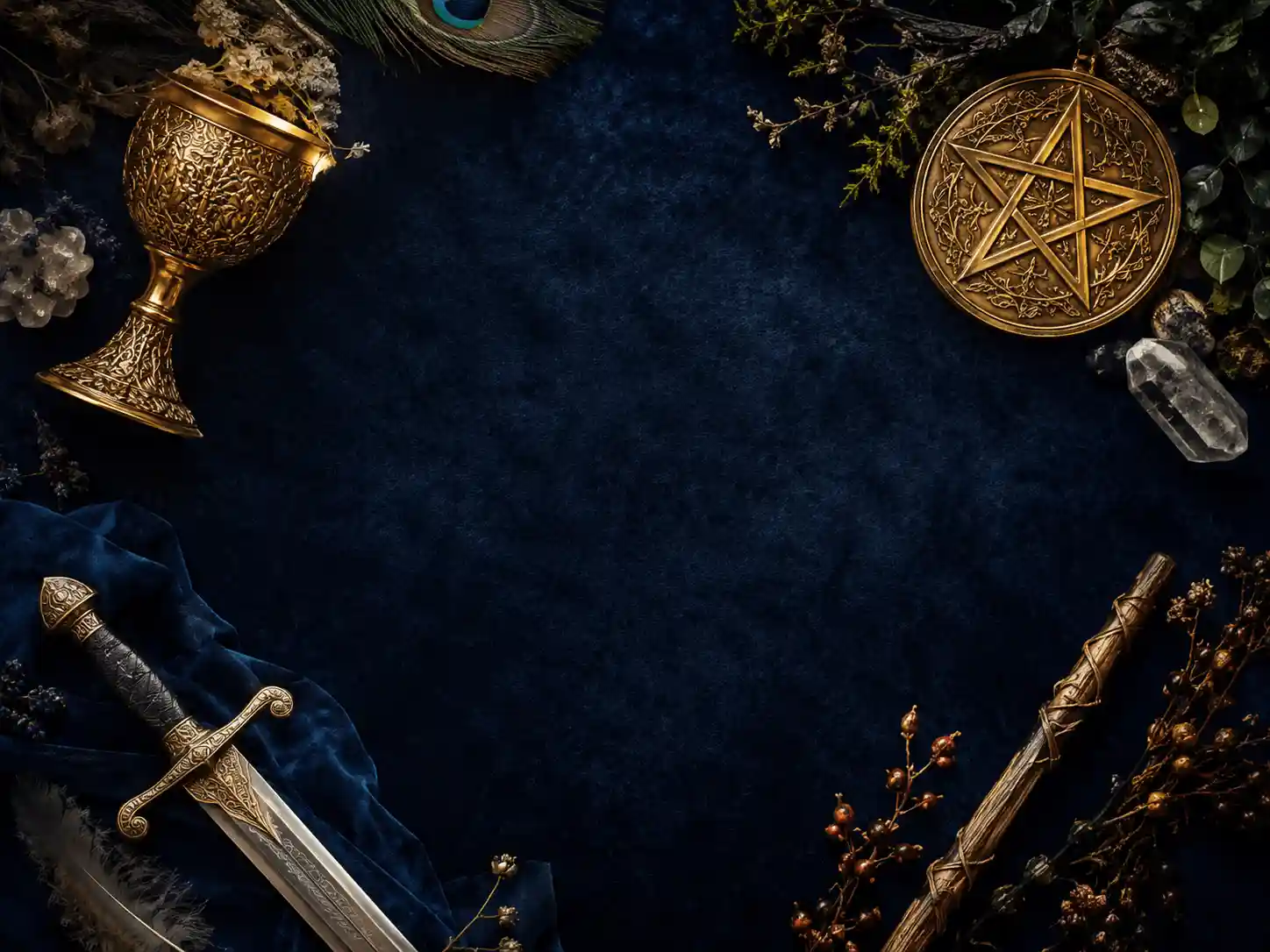The four tarot Minor Arcana suits — Cups, Pentacles, Swords, and Wands — with their elemental associations